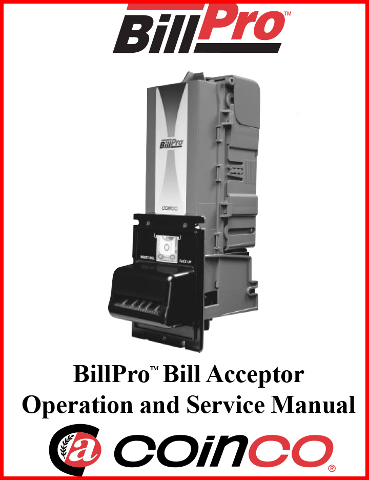 Coinco BillPro Bill Acceptor Manual > Coinco > Capital Vending, Inc.